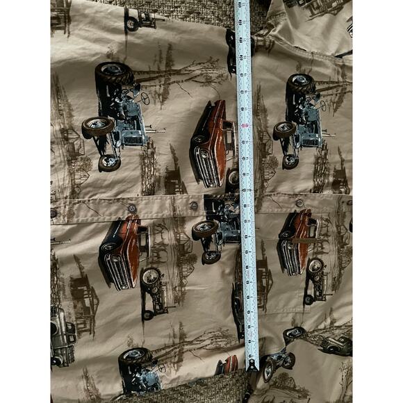 Clear Water Outfitters trucks and tractors print 100% Cotton button up SZ L - Picture 7 of 9
